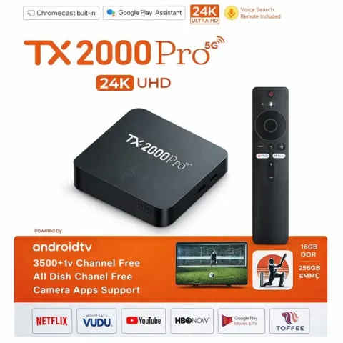 TX2000 Pro 48K Ultra HD Smart Android TV Box with Voice Control Remote