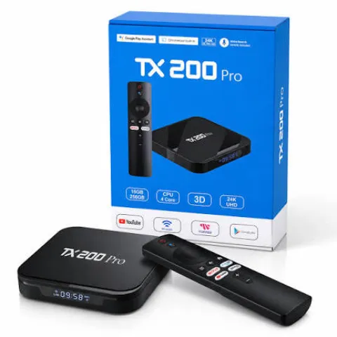 TX200 Pro 48K Ultra HD Smart Android TV Box with Voice Control Remote
